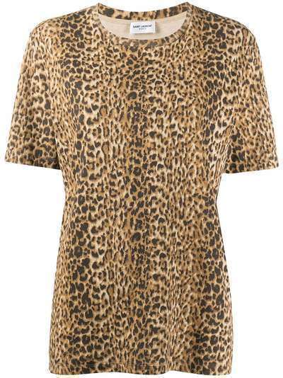 Saint Laurent футболка с леопардовым принтом