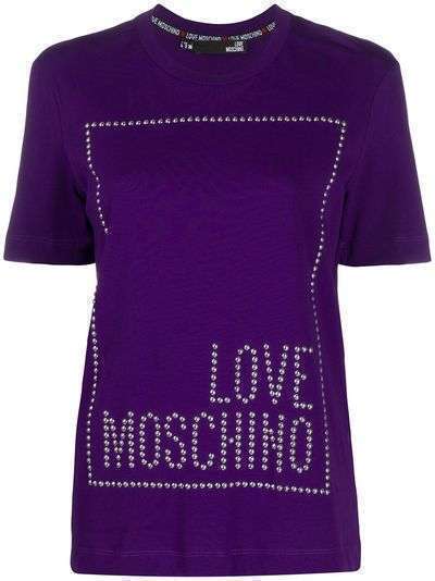 Love Moschino футболка с логотипом и заклепками