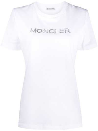 Moncler футболка с кристаллами и логотипом