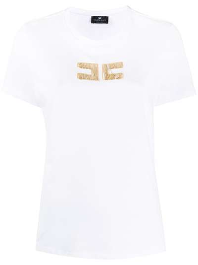 Elisabetta Franchi футболка с логотипом из бисера