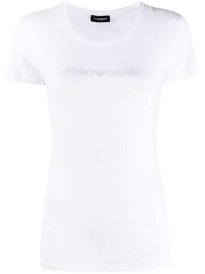 Emporio Armani футболка с логотипом из страз