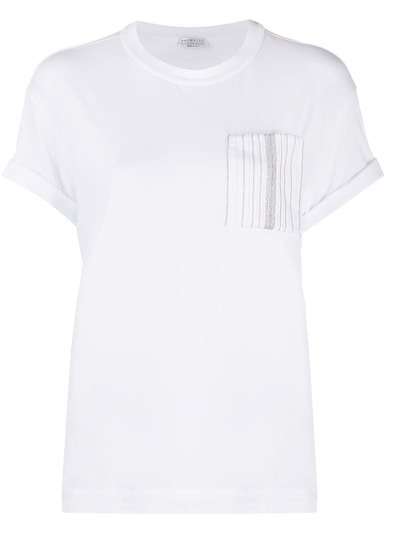 Brunello Cucinelli футболка с накладным карманом и короткими рукавами