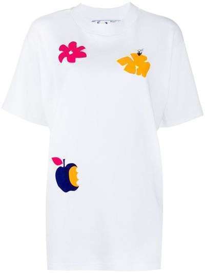 Off-White футболка с цветочным принтом