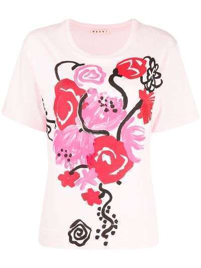 Marni футболка с цветочным принтом