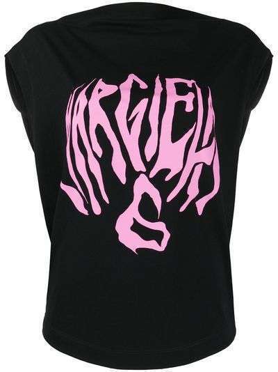 MM6 Maison Margiela футболка с логотипом и драпировкой