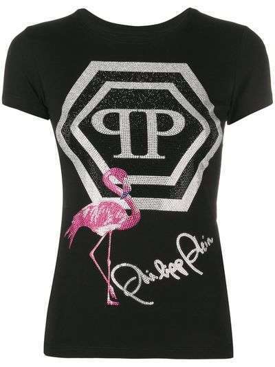 Philipp Plein футболка с принтом фламинго и логотипа