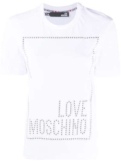 Love Moschino футболка с логотипом и заклепками