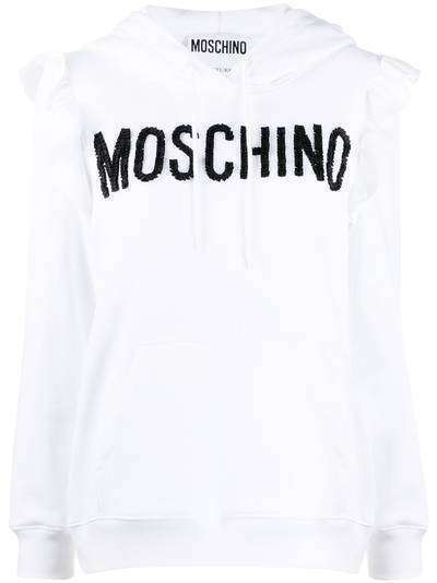 Moschino худи с оборками и декорированным логотипом