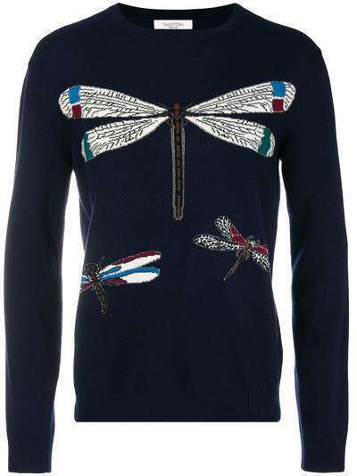 Valentino трикотажный свитер с изображением стрекоз