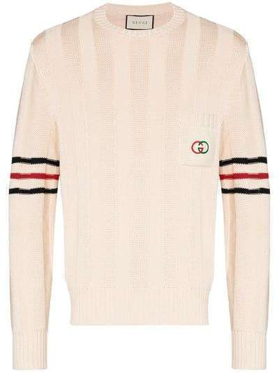 Gucci свитер с полосками и логотипом Interlocking G