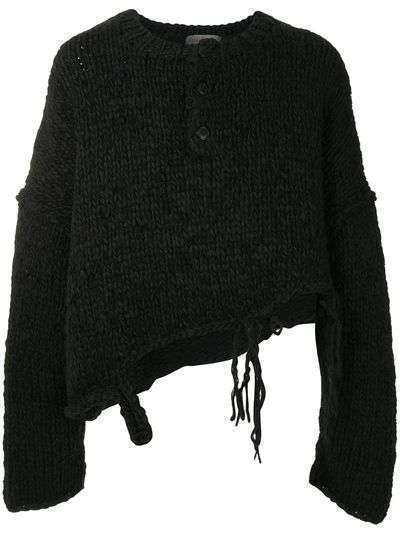 Yohji Yamamoto свитер хенли с эффектом потертости