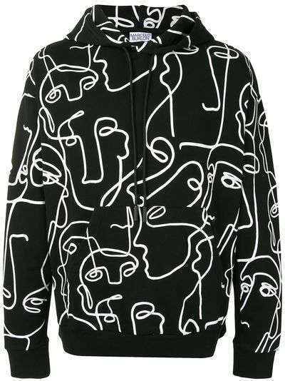 Marcelo Burlon County of Milan ALL OVER FACES OVER HOODIE BLACK WHITE