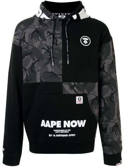 AAPE BY *A BATHING APE® толстовка в технике пэчворк с капюшоном