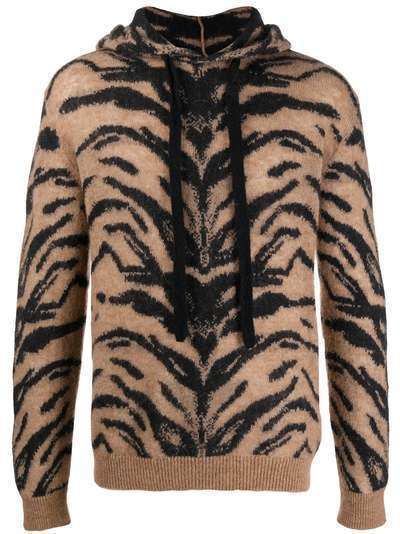 Laneus свитер с капюшоном и тигровым узором