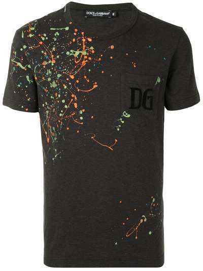 Dolce & Gabbana футболка с эффектом разбрызганной краски и круглым вырезом