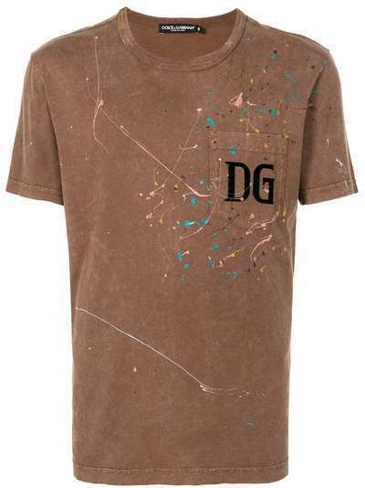 Dolce & Gabbana футболка с эффектом разбрызганной краски и логотипом