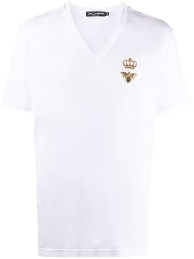 Dolce & Gabbana футболка с вышивкой и V-образным вырезом
