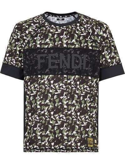 Fendi футболка с сетчатой вставкой и логотипом