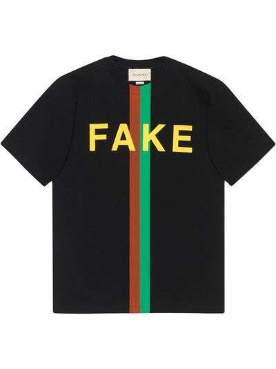Gucci футболка с принтом Fake/Not