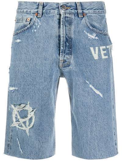 Vetements джинсовые шорты с эффектом потертости