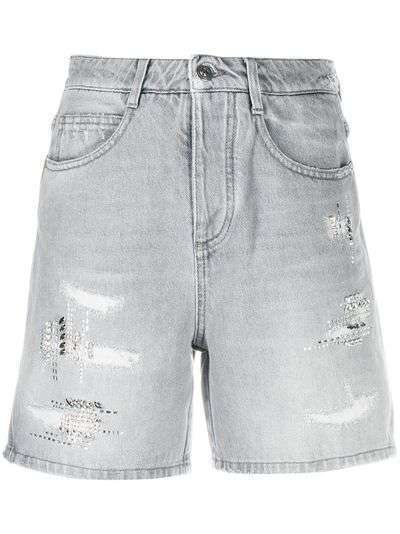 Ermanno Scervino джинсовые шорты с завышенной талией и кристаллами