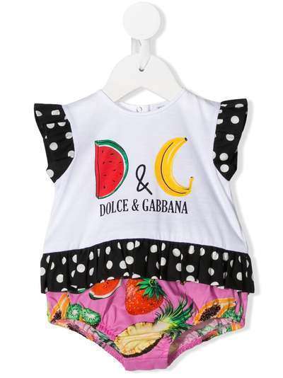 Dolce & Gabbana Kids ромпер с короткими рукавами и принтом