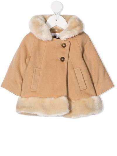 Chloé Kids трикотажное пальто с искусственным мехом