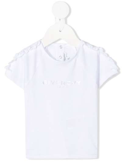 Givenchy Kids футболка с логотипом металлик и оборками