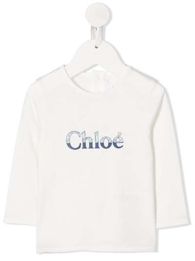 Chloé Kids футболка с длинными рукавами и логотипом