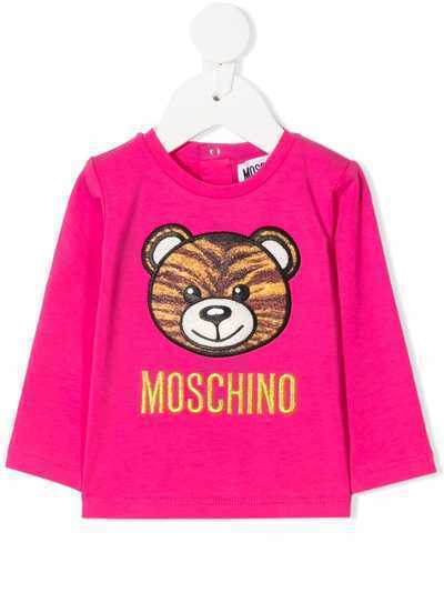 Moschino Kids футболка с вышивкой и длинными рукавами