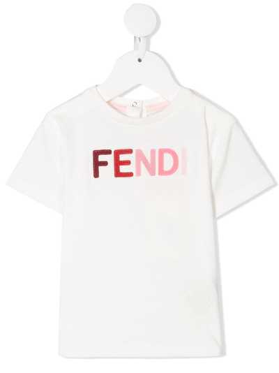 Fendi Kids футболка с логотипом из пайеток