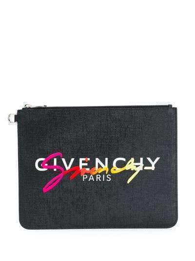 Givenchy клатч на молнии с вышитым логотипом