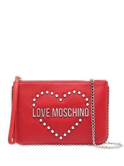 Love Moschino клатч с логотипом и заклепками