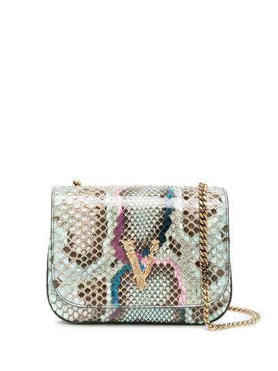 Versace сумка на плечо со змеиным принтом и логотипом