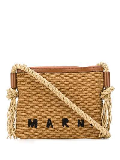 Marni плетеная сумка на плечо с логотипом