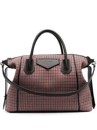 Givenchy клетчатая сумка-тоут с нашивкой-логотипом