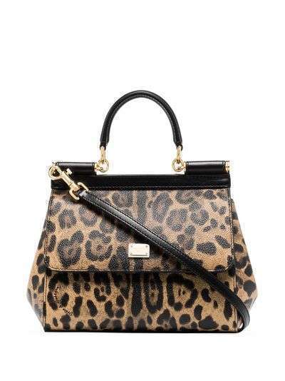 Dolce & Gabbana маленькая сумка-тоут Sicily с леопардовым принтом