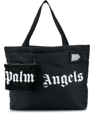 Palm Angels LOGO HORIZONTAL SHOPPER BLACK WHITE