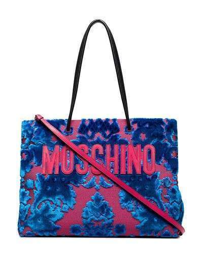 Moschino бархатная сумка-тоут с логотипом
