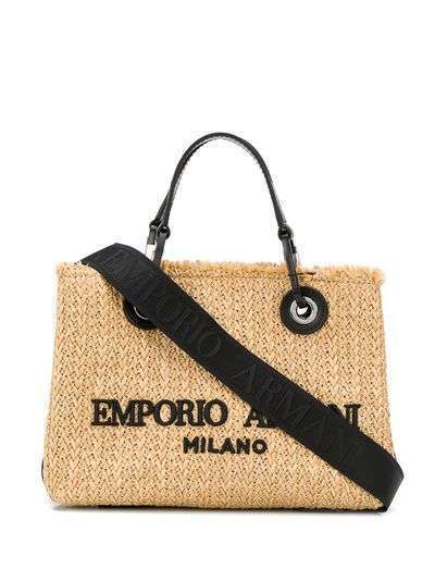 Emporio Armani сумка-тоут с бахромой и логотипом