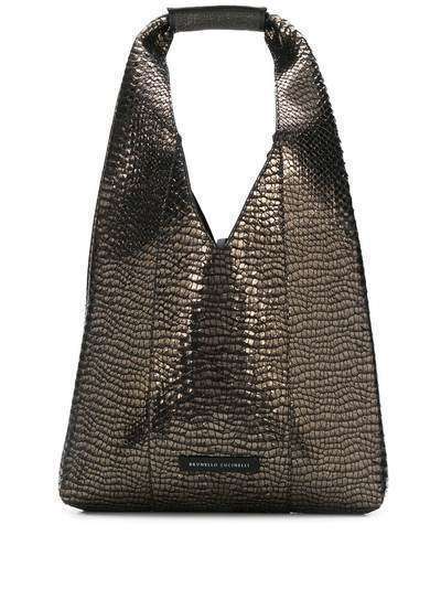 Brunello Cucinelli сумка-хобо с тиснением под кожу крокодила