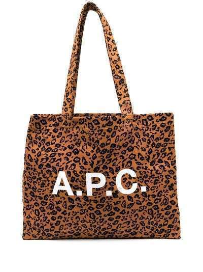 A.P.C. сумка-тоут с леопардовым принтом