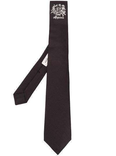 Alexander McQueen галстук с вышитым логотипом