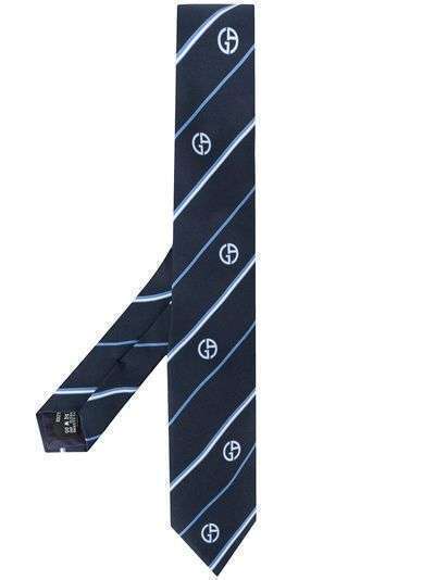 Giorgio Armani полосатый галстук с монограммой