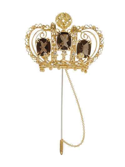 Dolce & Gabbana брошь в форме короны из желтого золота с бриллиантами