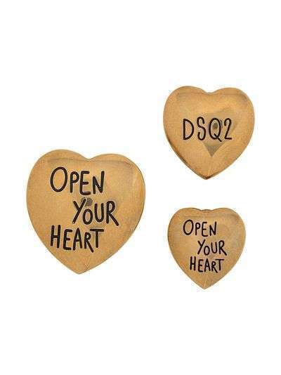 Dsquared2 набор из трех брошей в форме сердец