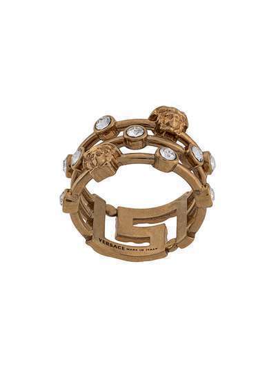 Versace кольцо с декором Medusa и орнаментом Greca