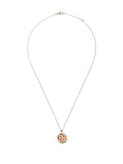 De Beers 18kt rose gold Enchanted Lotus Carnelian Medal diamond necklace