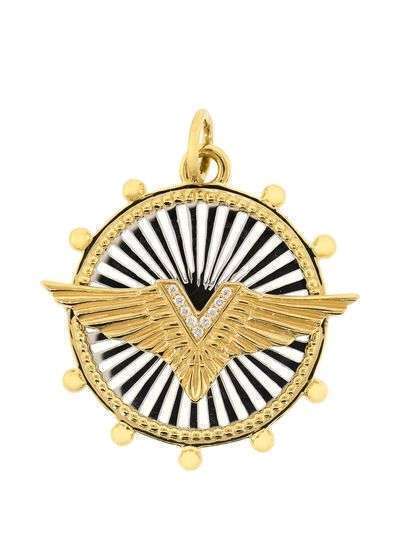 Foundrae золотой медальон Passion Wings с бриллиантами