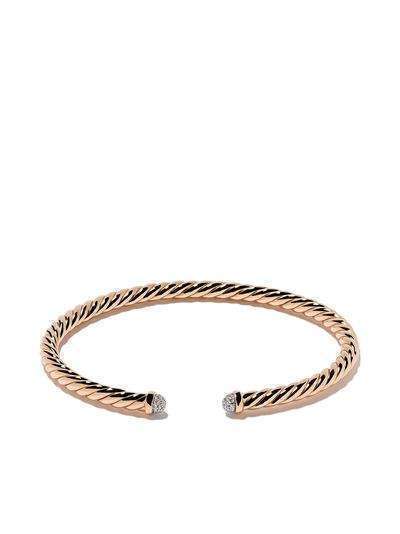David Yurman 18kt rose gold Cable Spira diamond cuff bracelet
